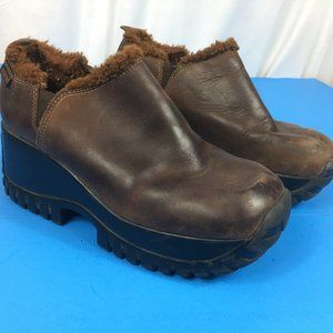 brown platform rocket dog clogs leather upper